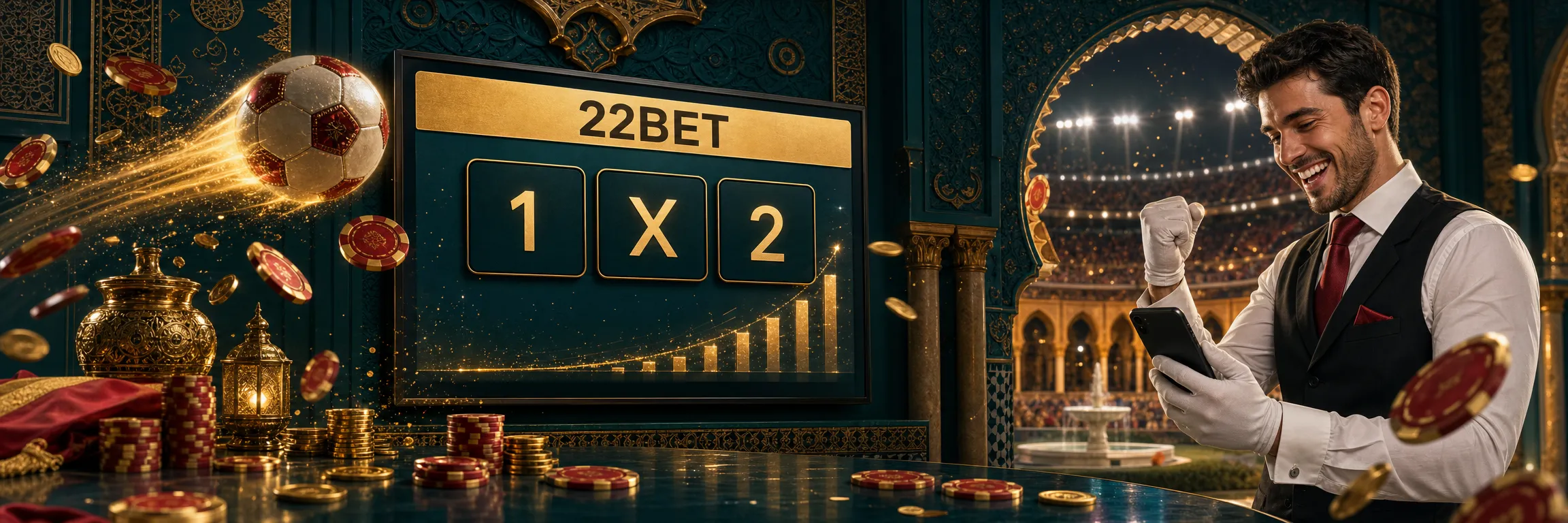 Boleto de apuestas de 22Bet con cuotas de fútbol y estadísticas en vivo